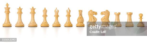 white chess set isolated with clipping path - chess pawn against stockfoto's en -beelden