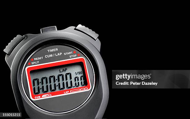 stop watch close-up on black - deadline contenders stock pictures, royalty-free photos & images