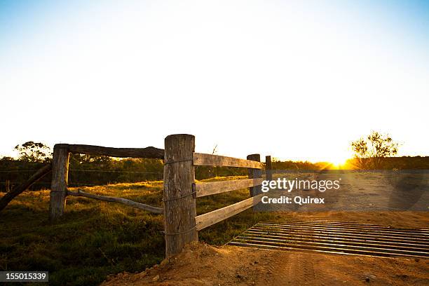 rustic gate at an australian farmhouse - rural queensland stock pictures, royalty-free photos & images