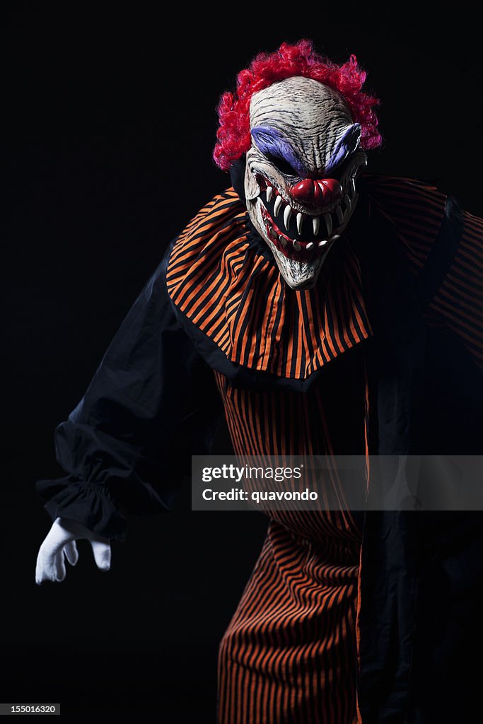 Creepy Adult Clown Halloween Costume Portrait on Black
