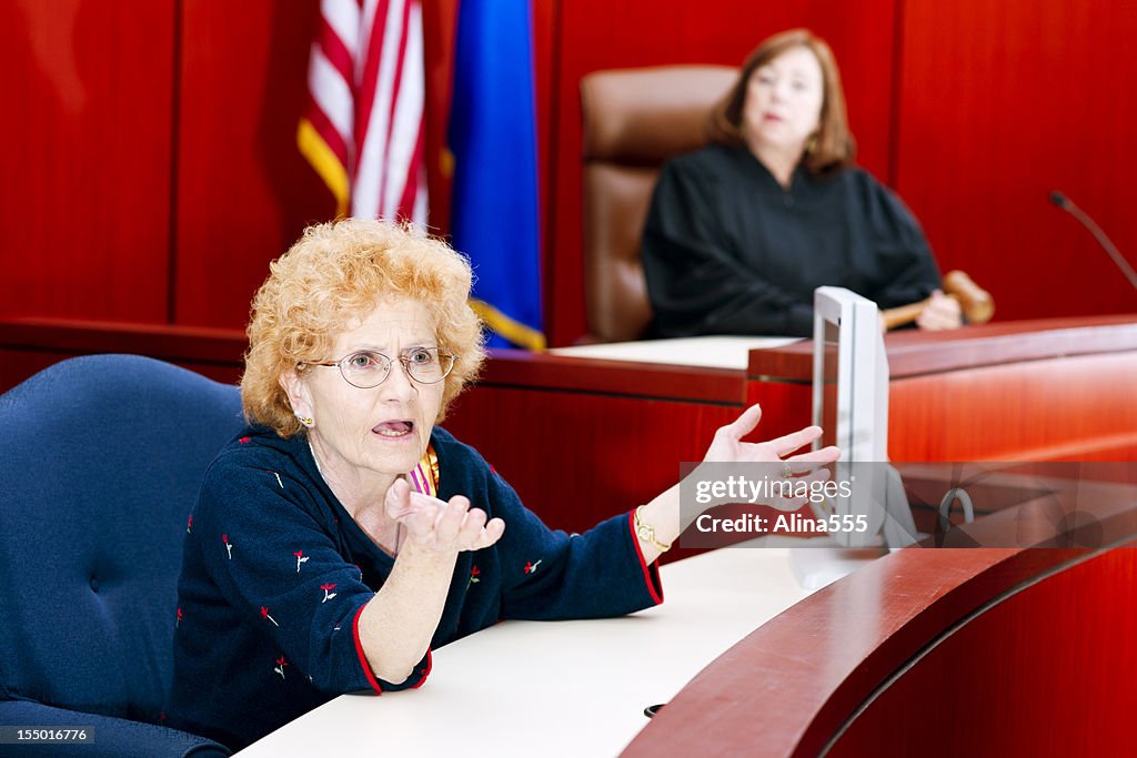 Witness Testifying At The Stand In Federal Court Judge Watching High Witness Testifying At The Stand In Federal Court Judge Watching High