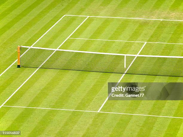 grass tennis court - wimbledon tennis stock pictures, royalty-free photos & images