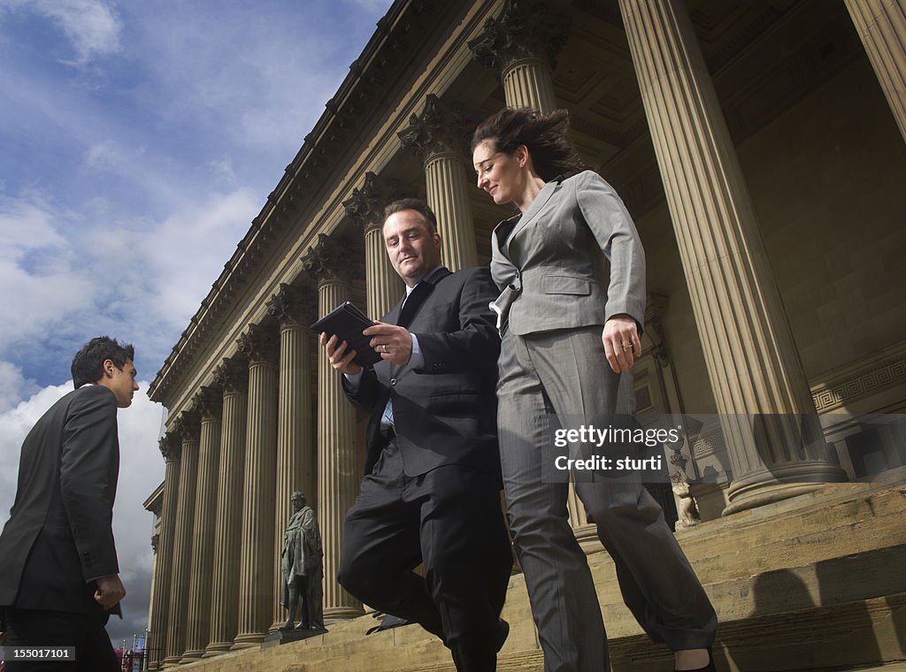 Lawyers at courthouse