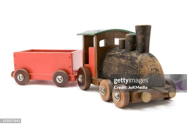 old wooden toy train - miniature train stock pictures, royalty-free photos & images