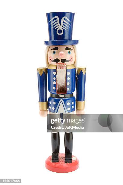 old blue nutcracker soldier - christmas decorations isolated stock pictures, royalty-free photos & images