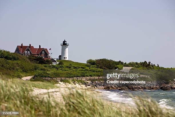 nobska and the beach - massachusetts stockfoto's en -beelden