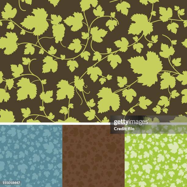 illustrations, cliparts, dessins animés et icônes de motif sans couture de grapevine - feuille de vigne