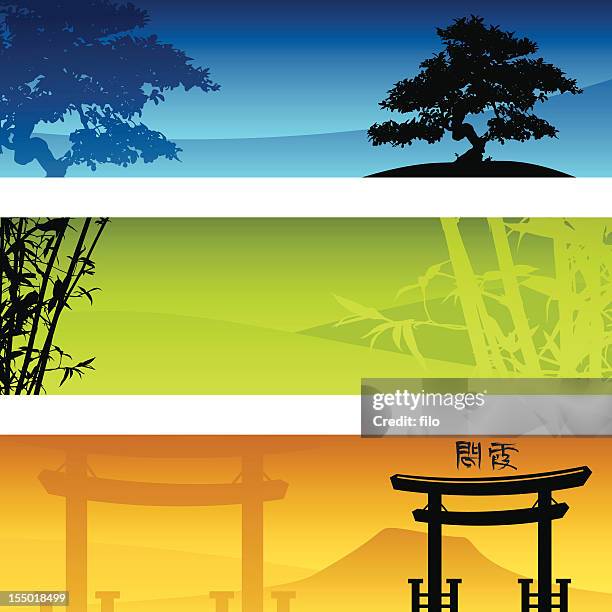 zen banners - feng shui stock illustrations