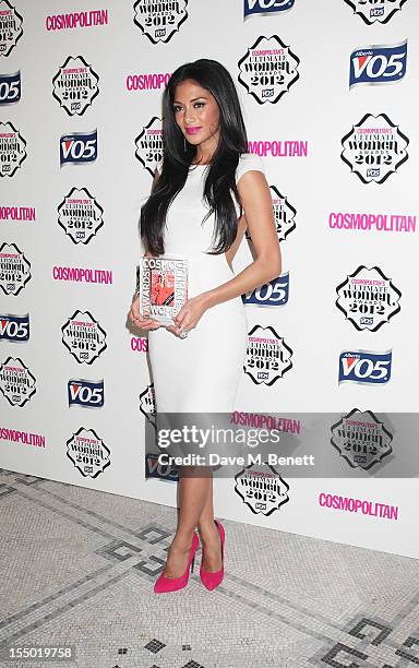 Ultimate Fun Fearless Female winner Nicole Scherzinger poses in the press room at the Cosmopolitan Ultimate Woman of the Year awards at the Victoria...