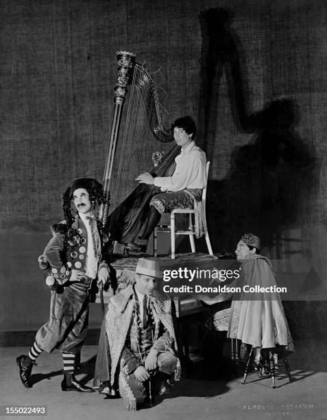 Broadway musical comedy stars the Marx Brothers pose for a portrait circa 1928 in New York City, New York.