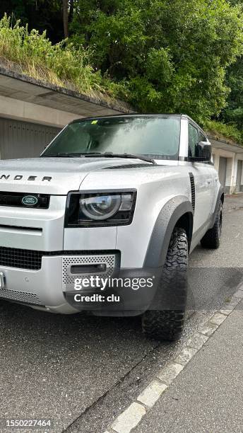 land rover defender, black light grey - modified car stock pictures, royalty-free photos & images