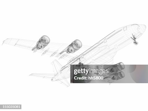 3D Sketch architecture abstract Airplane A380-01