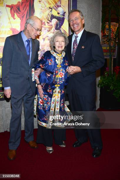 Kevin Brownlow, Carla Laemmle and Ron Chaney attend The Academy of Motion Picture Arts and Sciences' screening of 'The Phantom Of The Opera' at AMPAS...