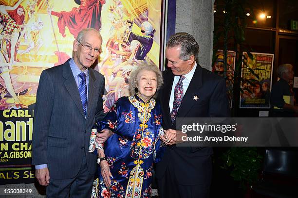 Kevin Brownlow, Carla Laemmle and Ron Chaney attend The Academy of Motion Picture Arts and Sciences' screening of 'The Phantom Of The Opera' at AMPAS...