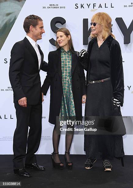 Clemens Schick, Aino Laberenz and Veruschka von Lehndorff attend the Germany premiere of "Skyfall" at the Theater am Potsdamer Platz on October 30,...