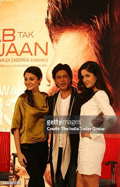 Shahrukh Khan, Katrina Kaif and Anushka Sharma recently held a press meet to promote their film Jab Tak Hai Jaan.