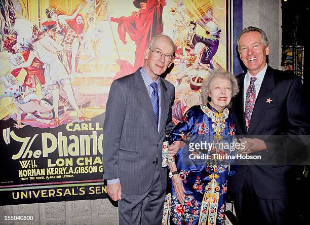 Kevin Brownlow, Carla Laemmle and Ron Chaney attend The Academy of Motion Picture Arts and Sciences' screening of 'The Phantom Of The Opera' at AMPAS...