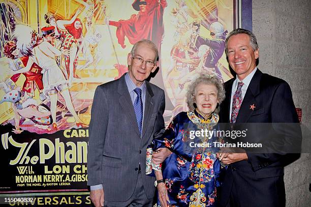 Kevin Brownlow, Carla Laemmle and Ron Chaney attend The Academy of Motion Picture Arts and Sciences' screening of 'The Phantom Of The Opera' at AMPAS...