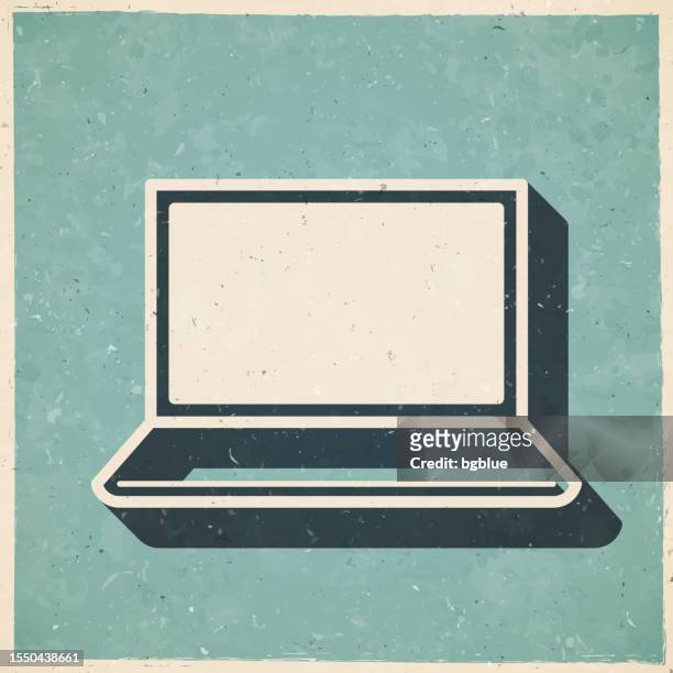 laptop. icon in retro vintage style - old textured paper - antique furniture stock illustrations