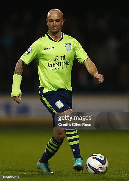 Stephen Ireland of Aston Villa in action during the Capital One Cup Fourth Round match between Swindon Town and Aston Villa at the County Ground on...