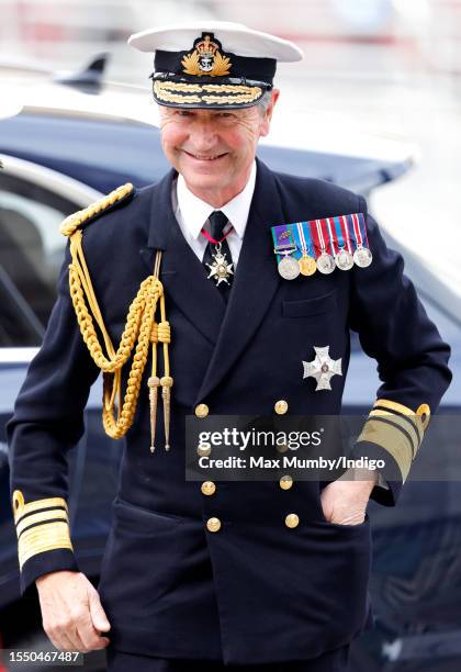 Vice Admiral Sir Timothy Laurence attends a Service of Thanksgiving for Admiral The Lord Boyce at Westminster Abbey on July 13, 2023 in London,...