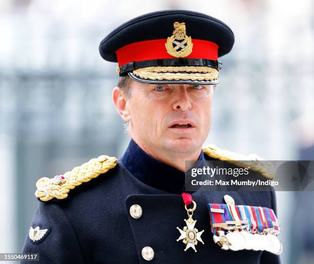 Lieutenant General Sir Roland 'Roly' Walker attends a Service of Thanksgiving for Admiral The Lord Boyce at Westminster Abbey on July 13, 2023 in...