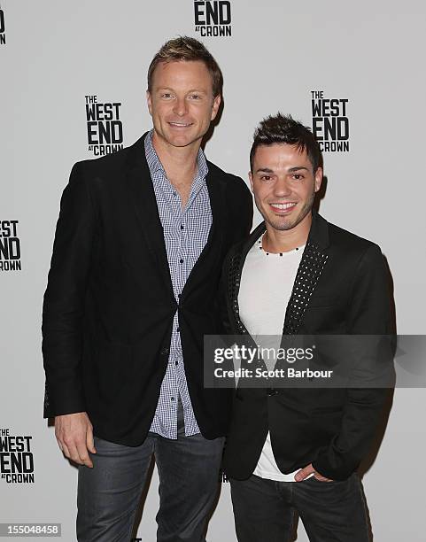 Anthony Callea and Tim Campbell attend the G.H. Mumm Spring Carnival Champagne Bar launch on October 31, 2012 in Melbourne, Australia.