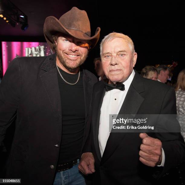 Toby Keith and Tom T. Hall attend 60th annual BMI Country awards at BMI on October 30, 2012 in Nashville, Tennessee.