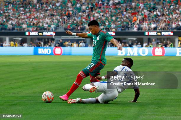 In the first half during the Concacaf Gold Cup final match between Mexico and Panama at SoFi Stadium on July 16, 2023 in Inglewood, California.