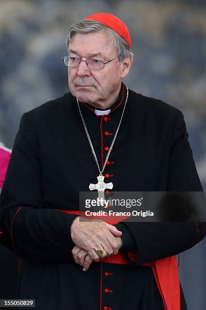 Archbishop of Sydney cardinal George Pell attends the weekly audience held by Pope Benedict XVI in St. Peter's square on October 31, 2012 in Vatican...