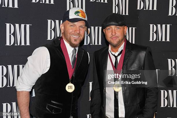 Chris Lucas and Preston Burst of Lo Cash Cowboys attend the 60th annual BMI Country awards at BMI on October 30, 2012 in Nashville, Tennessee.