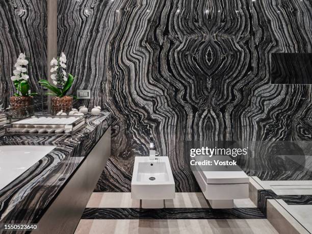 bathroom in a luxury apartment - bidet stock-fotos und bilder