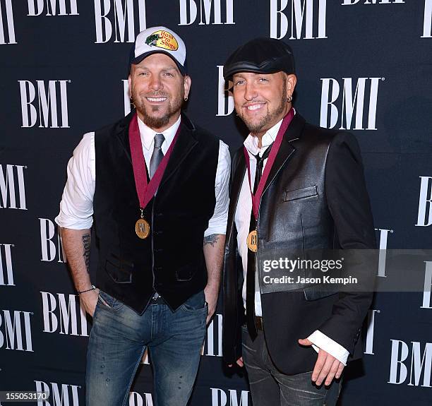 Chris Lucas and Preston Brust of the LoCash Cowboys attend the 60th Annual BMI Country Awards at BMI on October 30, 2012 in Nashville, Tennessee.