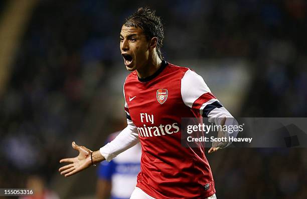 Marouane Chamakh of Arsenal during the Capital One Cup Fourth Round match between Reading and Arsenal at Madejski Stadium on October 30, 2012 in...
