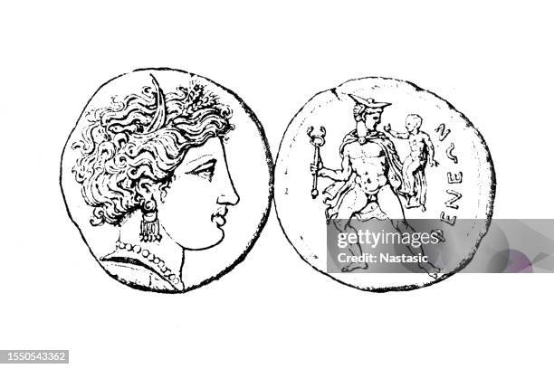 griechische münze - griechische geldmünze stock-grafiken, -clipart, -cartoons und -symbole
