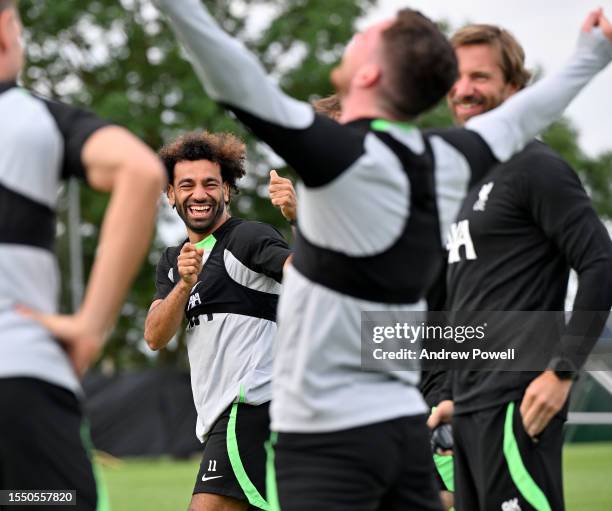 Mohamed Salah of Liverpool during a training session on July 17, 2023 in UNSPECIFIED, Germany.