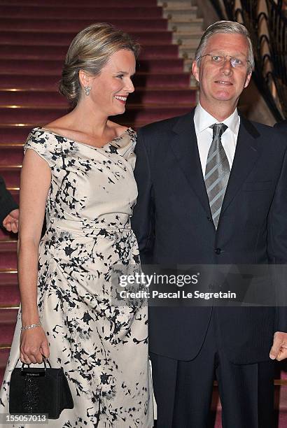 Princess Mathilde and Prince Philippe of Belgium at Theatre des Champs-Elysees on October 31, 2012 in Paris, France.