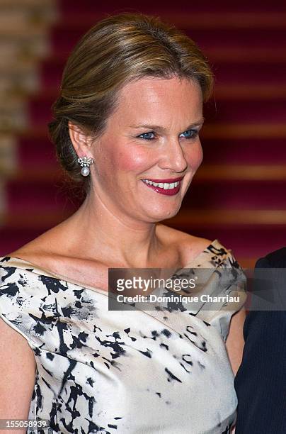 Princess Mathilde of Belgium attends the Liege a Paris concert at Theatre des Champs-Elysees on October 31, 2012 in Paris, France.