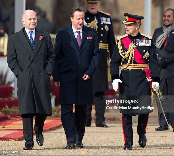 Foreign Secretary William Hague, Prime Minister David Cameron and General Sir David Richards, Chief of the Defence Staff attend the ceremonial...