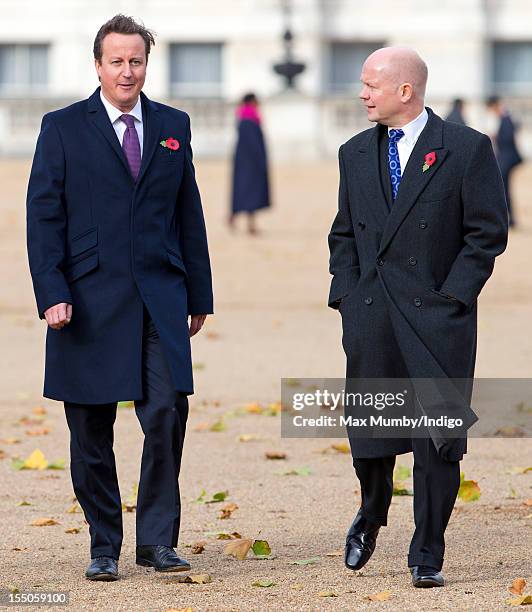 Prime Minister David Cameron and Foreign Secretary William Hague attend the ceremonial welcome for the President of the Republic of Indonesia at...