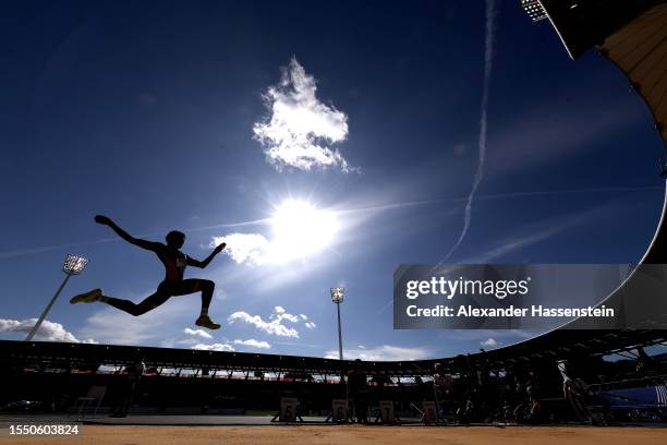 Alex Steven Chala of Ecuador competes in the Men's Long Jump T20 Final during day ten of the Para Athletics World Championships Paris 2023 at Stade...