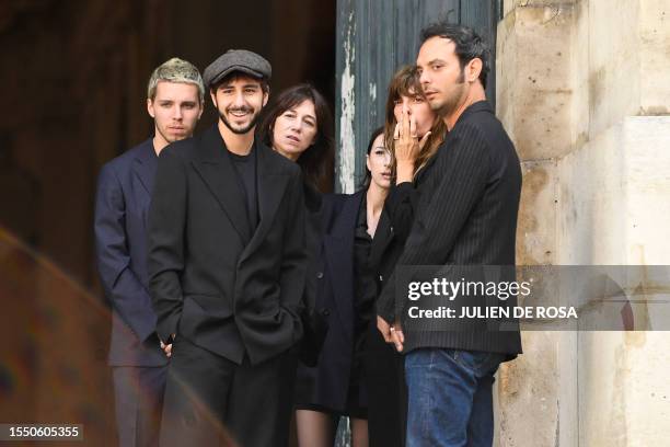Jane Birkin's daughter and French-British actress Lou Doillon , her son Marlowe Jack Tiger Mitchell , French-British actress Charlotte Gainsbourg ,...