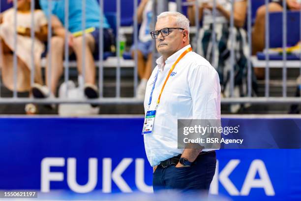 Headcoach Alessandro Campagna of Italy during the World Aquatics Championships 2023 men's match France and Italy on July 17, 2023 in Fukuoka, Japan.