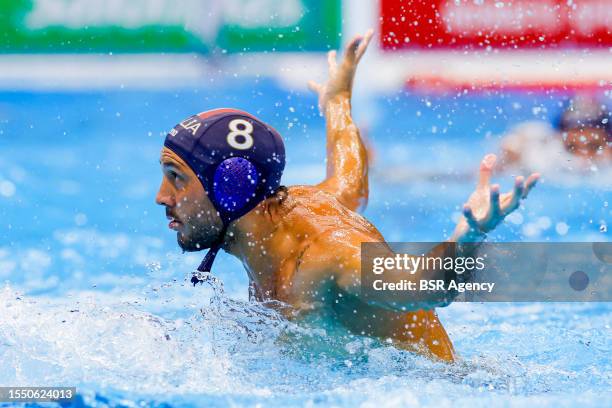 Gonzalo Echenique of Italy during the World Aquatics Championships 2023 men match France v Italy on July 17, 2023 in Fukuoka, Japan.