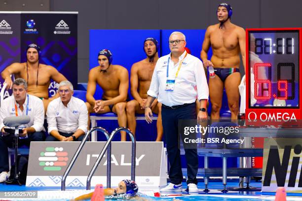 Headcoach Alessandro Campagna of Italy during the World Aquatics Championships 2023 men match France v Italy on July 17, 2023 in Fukuoka, Japan.
