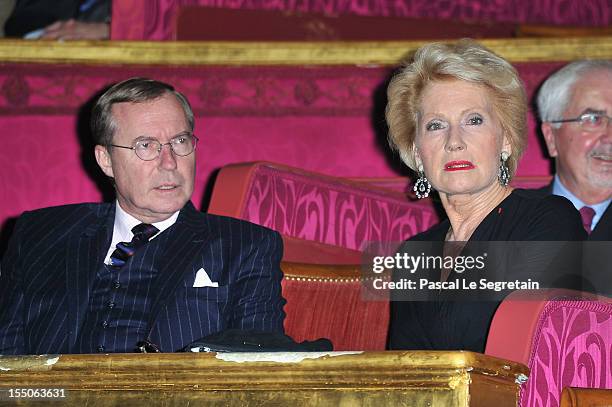 Prince Jean of Luxembourg and Monique Raimond, the wife of former French Foreign Minister Jean-Bernard Raimond, attend the 'Liege A Paris' Concert...