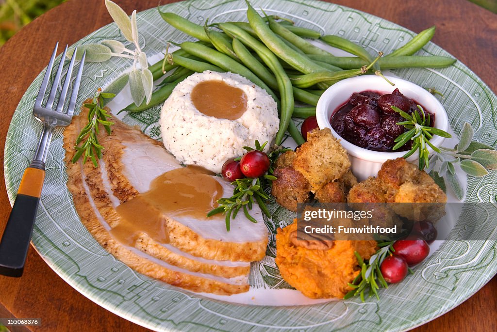 Christmas or Thanksgiving Roast Turkey Dinner Plate
