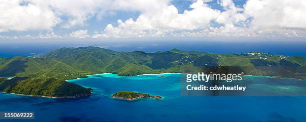aerial view of the beaches, st. john, us virgin islands - list of islands by highest point stock pictures, royalty-free photos & images