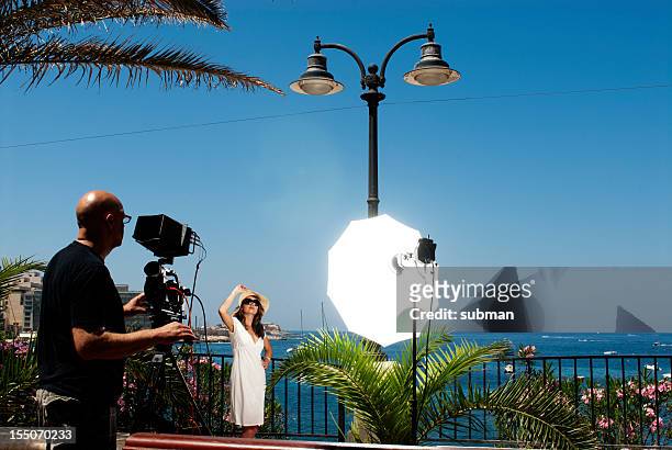 young female on movie set - film set stock pictures, royalty-free photos & images