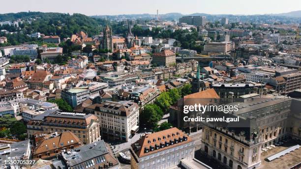 aerial view of lausanne downtown, city in switzerland - lausanne stock pictures, royalty-free photos & images